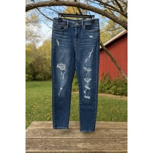 Vervet‎ Los Angeles Distressed Skinny Jeans Women's Blue Denim Size 28x27